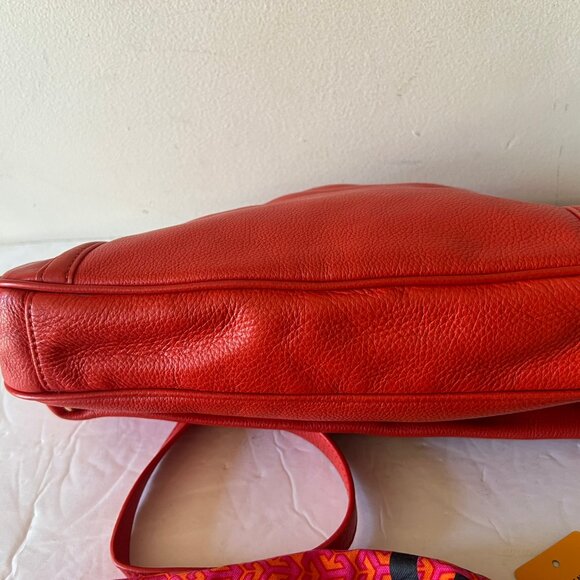 $495 TORY BURCH AMANDA FOLDOVER LEATHER CROSSBODY BAG FLAME RED - Picture 8 of 10